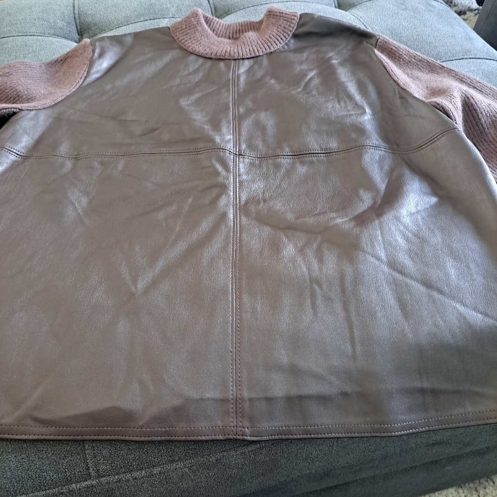 Brown Leather Sweater